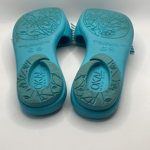 OKAb turquoise rubber women’s sandals with bow accents size ML - Picture 6 of 8